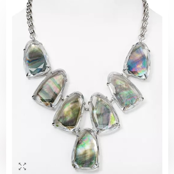 Kendra Scott Harlow Statement Necklace Suspended Mother of Pearl Silver Plated - Picture 1 of 6